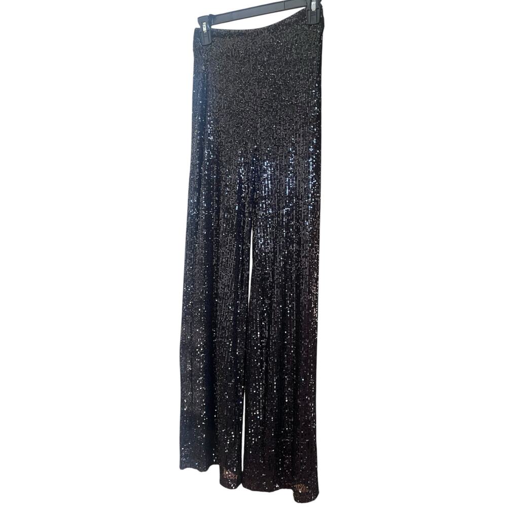 Badgley Mischka Belle Iris Sequin Straight leg Dress Pants | Sz 0, Black NEW$199 - Picture 13 of 14